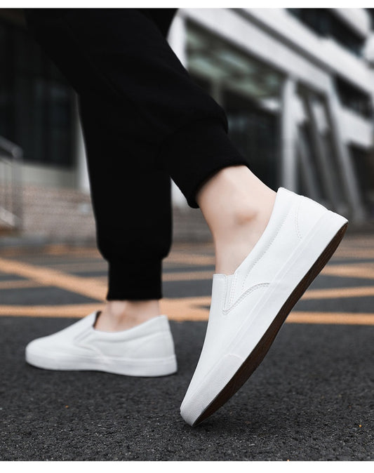 Breathable Flat Casual Sports Leather White Shoes