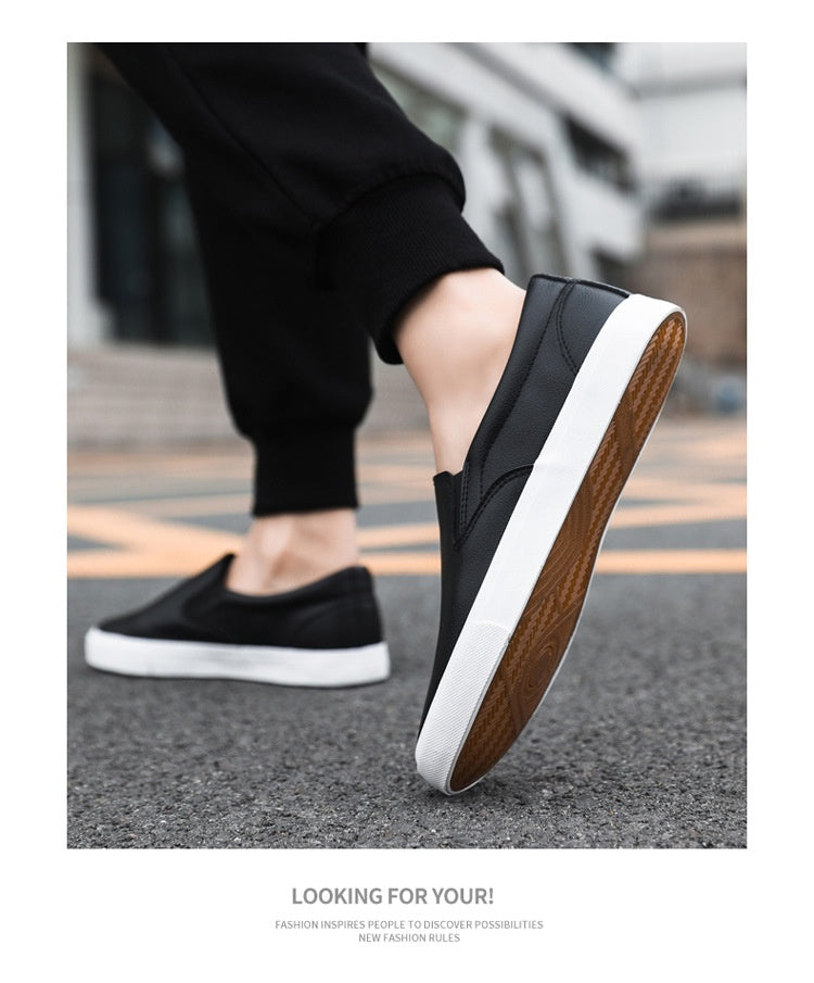Breathable Flat Casual Sports Leather White Shoes