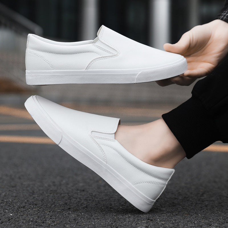 Breathable Flat Casual Sports Leather White Shoes